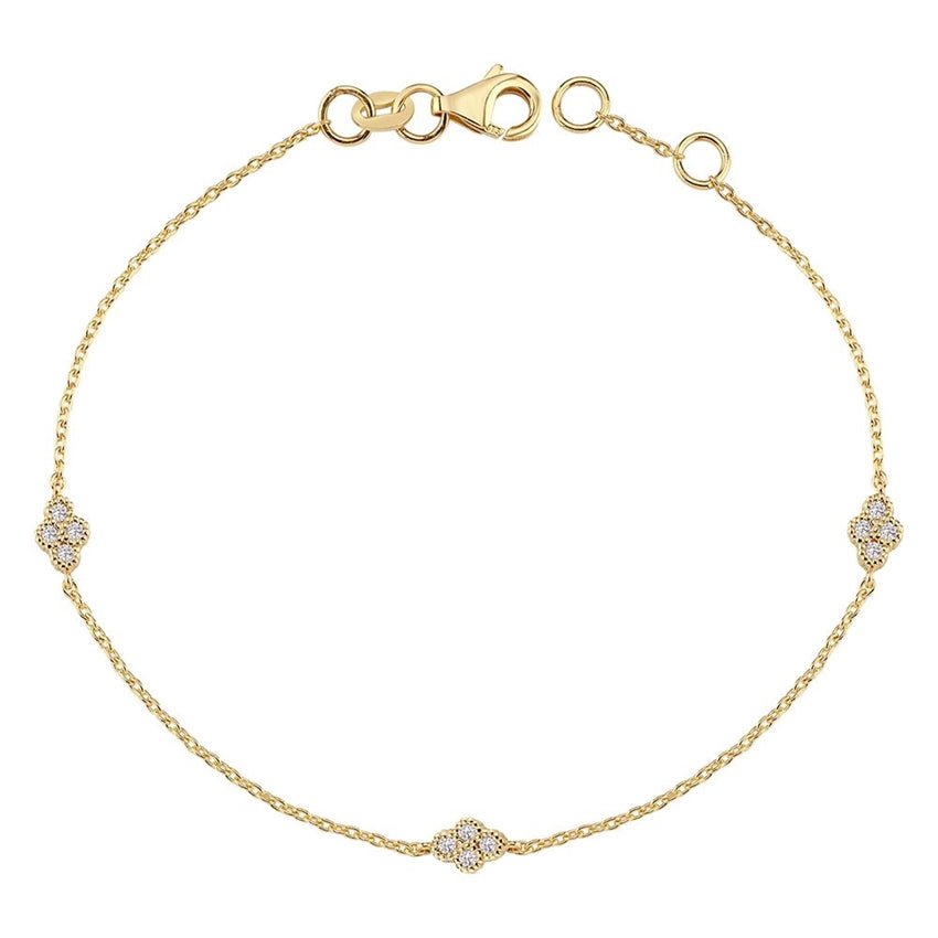 Athene diamantarmbånd i 14 karat guld med 0,12 ct diamanter 16,5–18,5 cm – Nuran